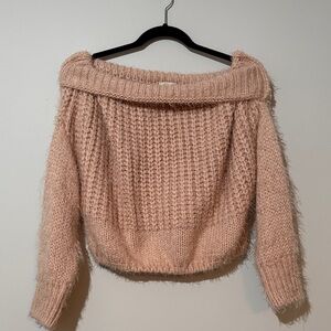 Elegant Blush Off-Shoulder Sweater